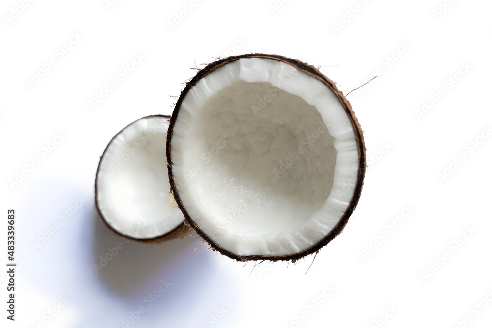 Coconut Is Separated From The Hard White Background For Making Coconut