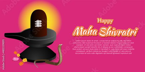Vector illustration of sticker for Hindu festival Maha Shivratri  with text Om Namah Shivaya meaning adoration to Shiva