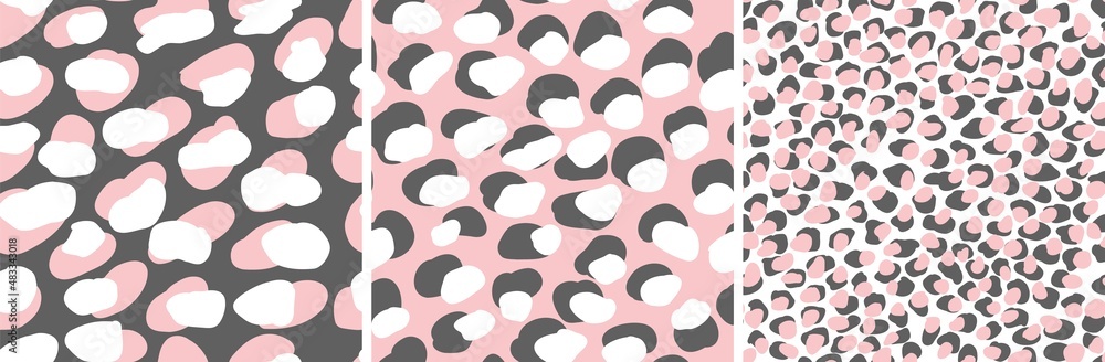 Leopard seamless pattern set. Animal skint print. Vector cool jaguar abstract design fabric Leopard seamless pattern set. Animal skint print. Vector cool jaguar abstract design fabric