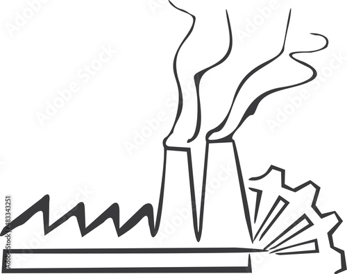 The water factory has a reel and two chimneys from which the smoke comes out
