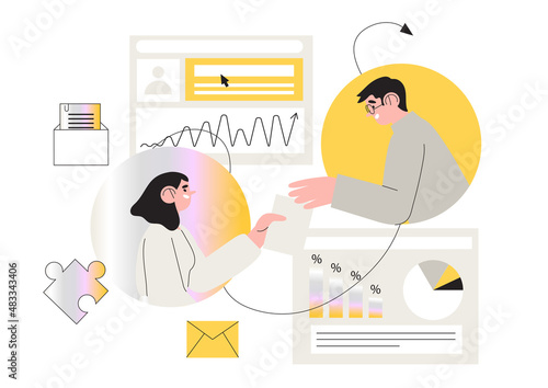 Bank customer service, finance manager and clients online consultation. Banking, credit, deposit consult management. Consultant or bank manager discuss credit score, terms and conditions for loan.