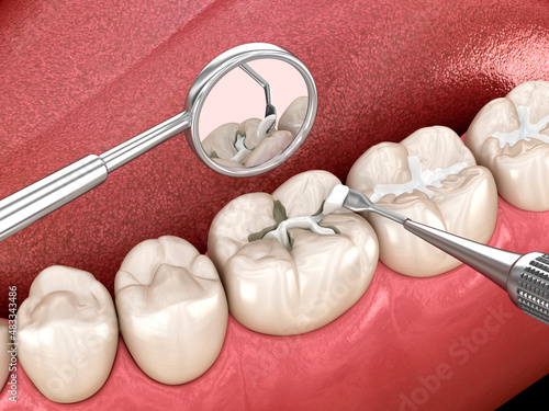Konstfotografi Molar tooth fissure restoration with filling
