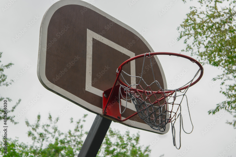 Outdoor basketball shield with ring 