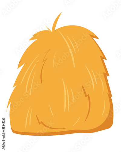 Haystack in minimalist style, hay isolated on white background. Vector stack of straw. Agriculture harvest, agricultural work vector illustration.