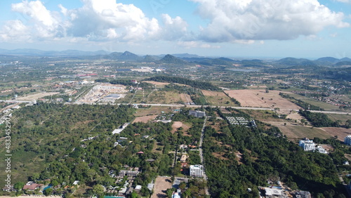 The landscape of Bang Saray District Chonburi Thailand Southeast Asia photographed with a drone