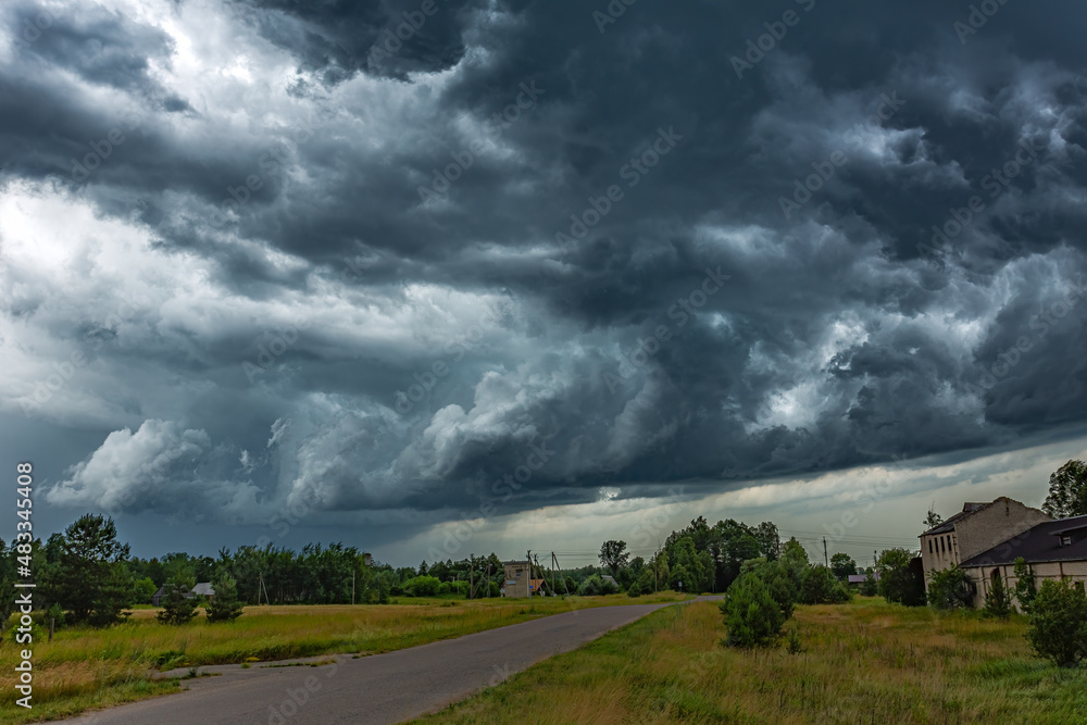 Dark thunder storm clouds, summer, Lithuania, climate change