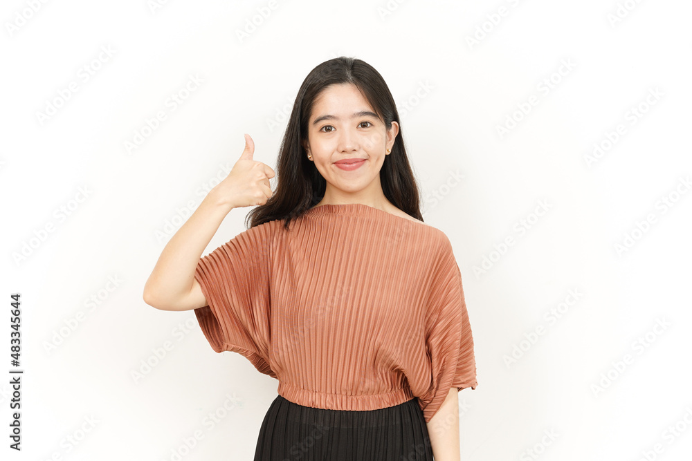 Showing Thumbs Up Of Beautiful Asian Woman Isolated On White Background Showing Thumbs Up Of Beautiful Asian Woman Isolated On White Background