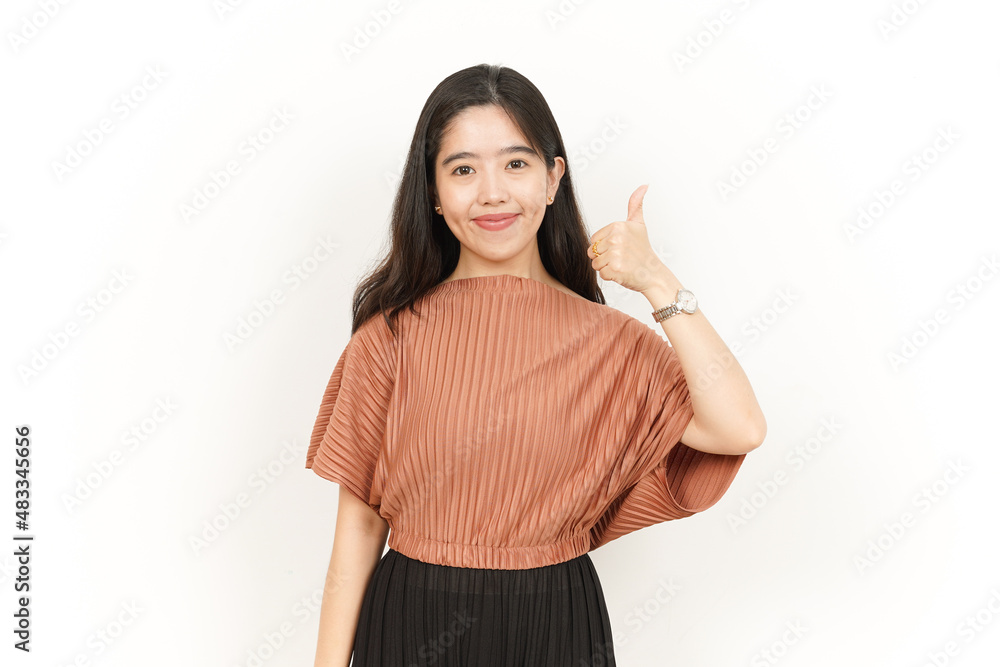 Showing Thumbs Up Of Beautiful Asian Woman Isolated On White Background Showing Thumbs Up Of Beautiful Asian Woman Isolated On White Background
