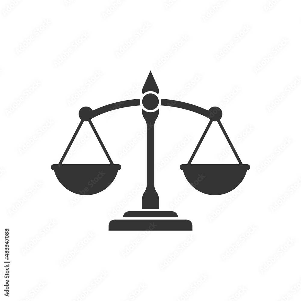 Scales icon in flat style. Libra vector illustration on isolated background. Mass comparison sign business concept. Scales icon in flat style. Libra vector illustration on isolated background. Mass comparison sign business concept.