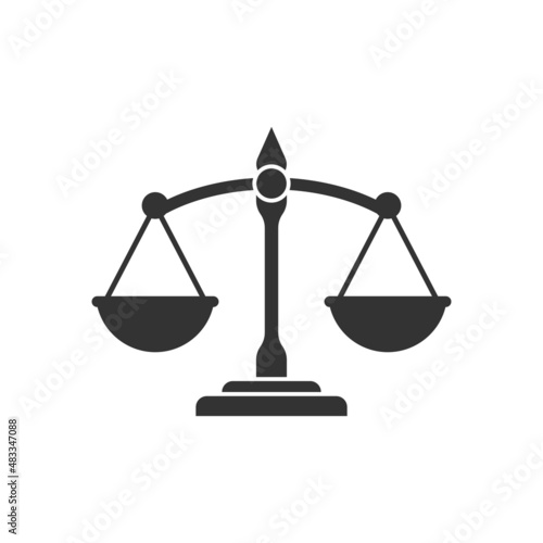 Scales icon in flat style. Libra vector illustration on isolated background. Mass comparison sign business concept.