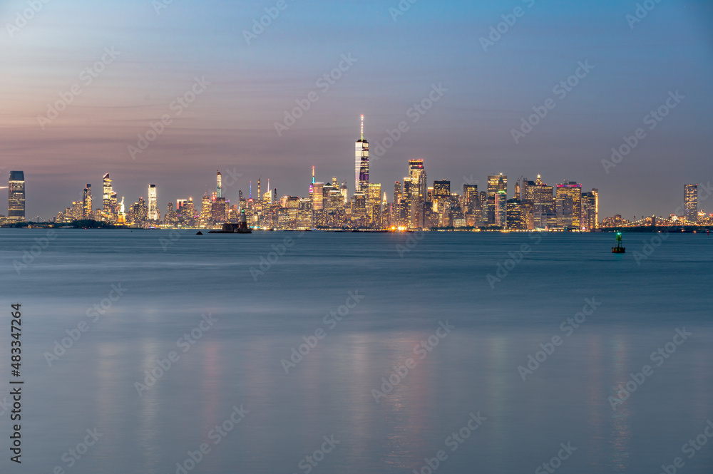 View of new york city skyline at sunset from staten island - NYC, Staten Island, USA