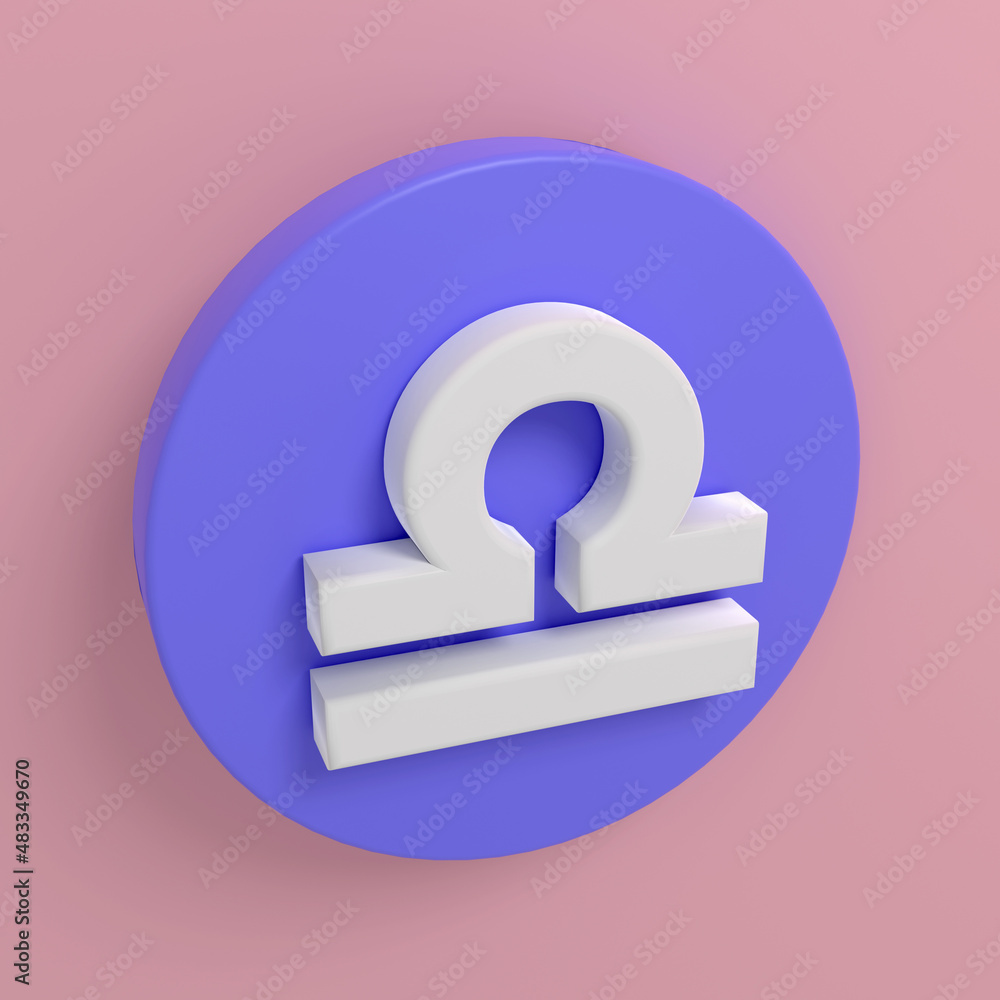 Three-dimensional icons of zodiac signs. The symbol of Libra. Three-dimensional icons of zodiac signs. The symbol of Libra.