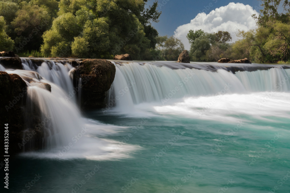 Manavgat Waterfall on the Manavgat Stream with its clean nature and clear waters, Antalya Turkey