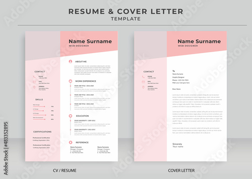 Resume and Cover Letter Template, Minimalist resume cv template, Cv professional jobs resume photo