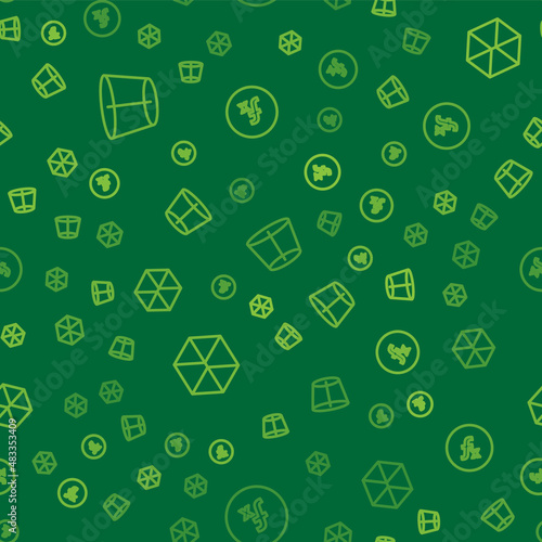 Set line Geometric figure, Cube and Function mathematical symbol on seamless pattern. Vector