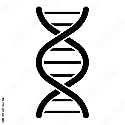 DNA icon vector. DNA symbol. Black gene icon. Genetic helix on white background.