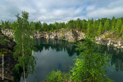 Marble canyon in Ruskeala Nature Reserve in Republic of Karelia, North Russia