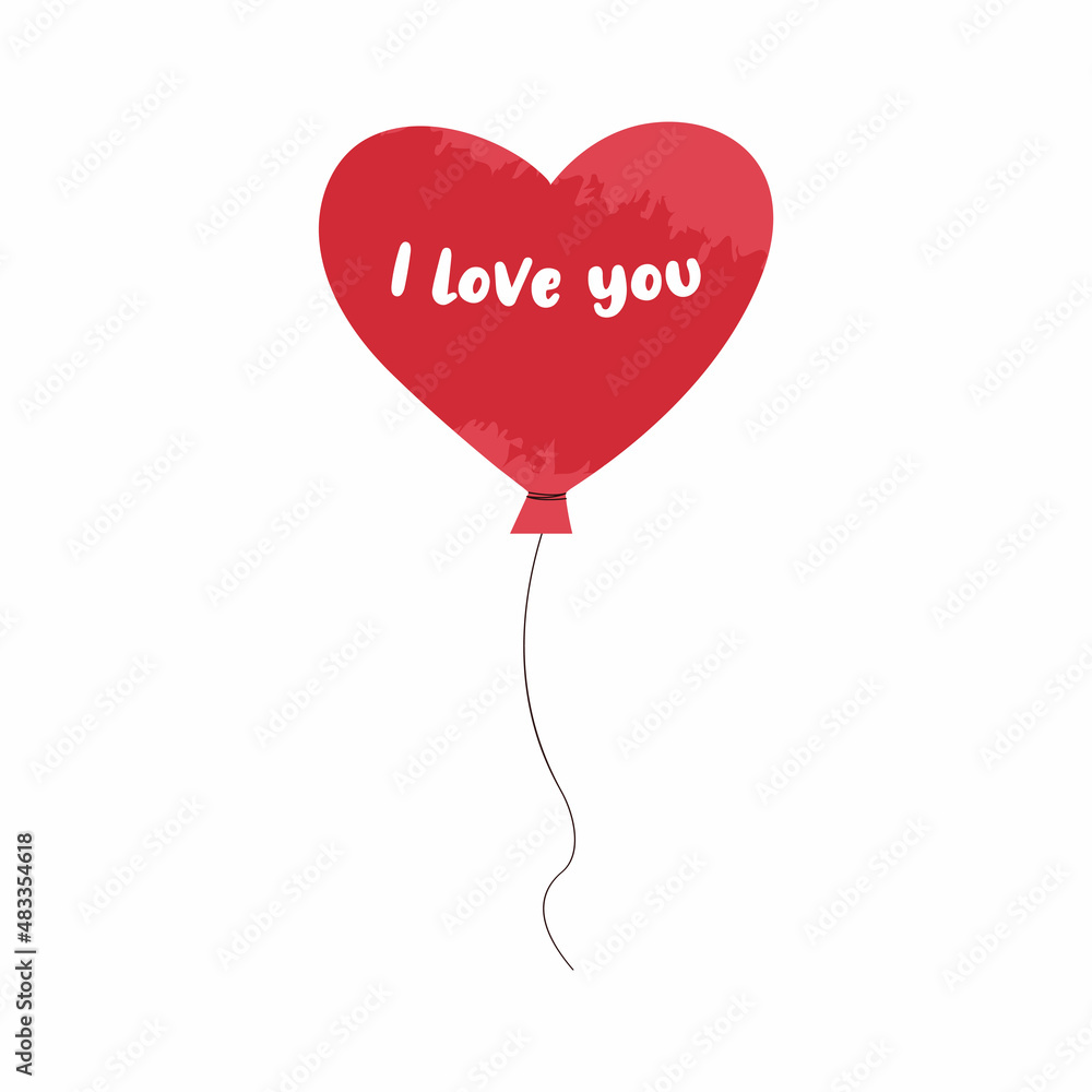 Heart shaped balloon with text I love you