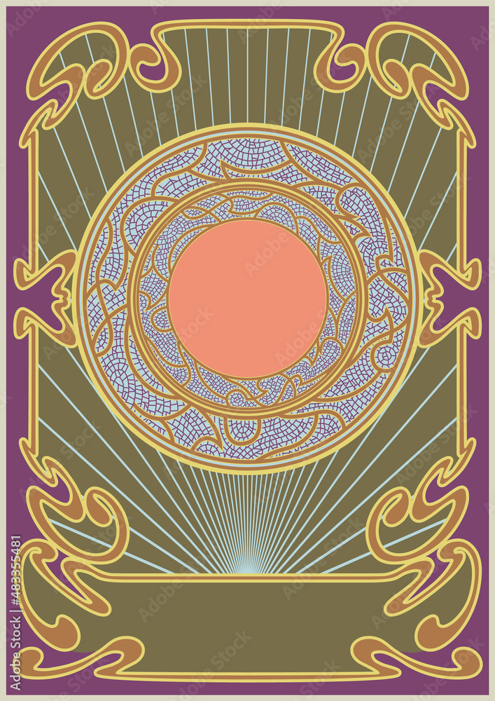 Art Nouveau Background, Frame. Vector Template for 1900s Style Posters