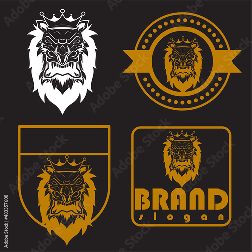lion logo inspiration  can be for business. suitable for elegant logos or icons. black background. mascot eps10