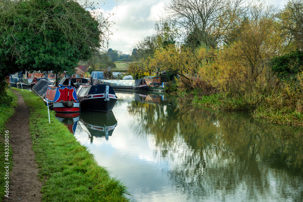 canal river day view near blisworth england uk