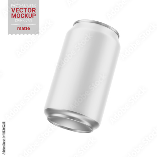 White matte tin can mockup. Vector illustration.