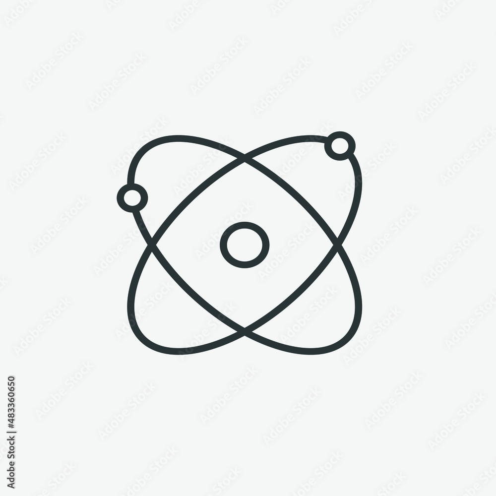 Atom linear icon vector. Molecular chemistry particle element symbol for your design Atom linear icon vector. Molecular chemistry particle element symbol for your design