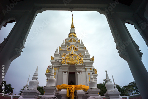 Ancient Pagoda at Wat Phra Borommathat Chaiya Temple in Surat Thani Province, Thailand photo