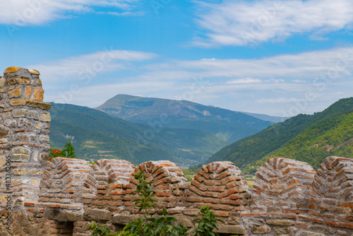 fortress walls and towers in Ananuri in Georgia photo