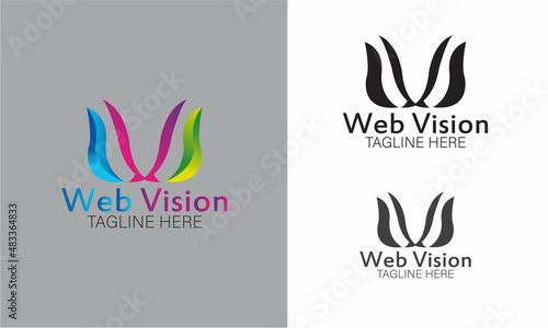 Professional Web Vision and W latter logo for company and business  © Sharifulgraphics