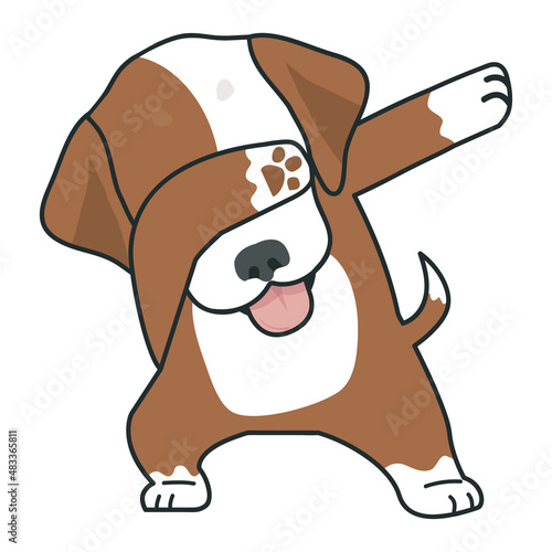 Cute dabbing Dog cool cartoon icon