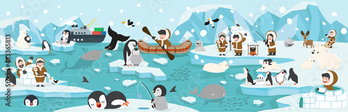 North pole artic animals background landscape