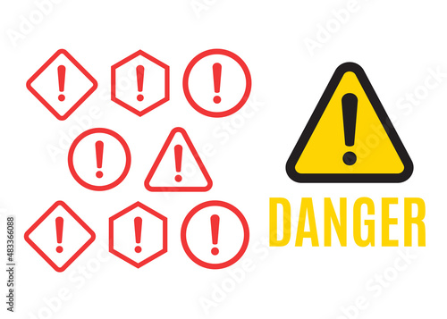 Warning icon. The attention icon. Danger symbol. Alert icon