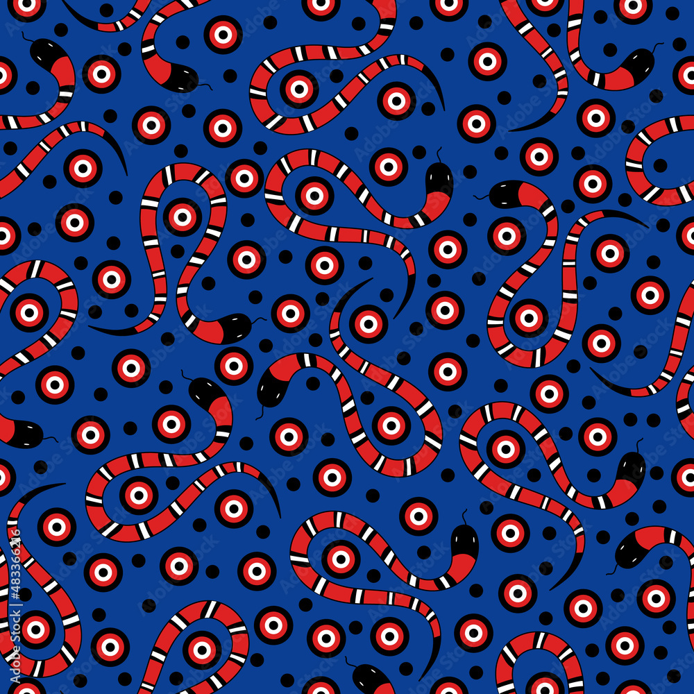 Fototapeta premium seamless pattern with various snakes, seamless pattern with snakes illustration 