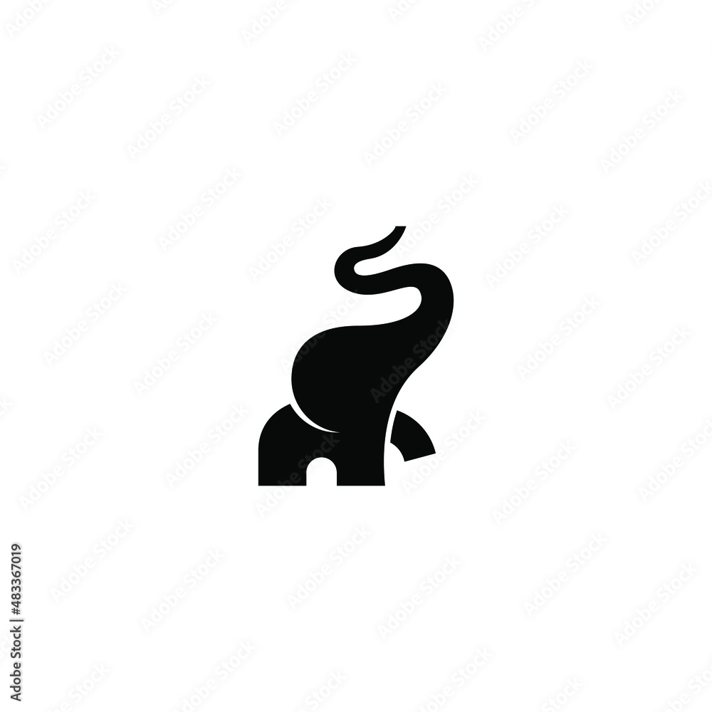 cute and adorable baby elephant silhouette logo concept. Vector illustration