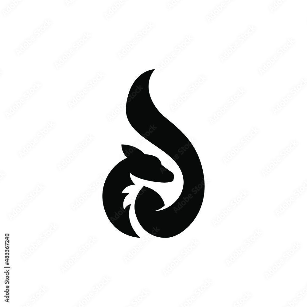 abstract black fox tail drop logo concept. Vector illustration abstract black fox tail drop logo concept. Vector illustration