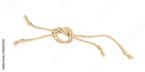 Beige cotton ropes with knot isolated