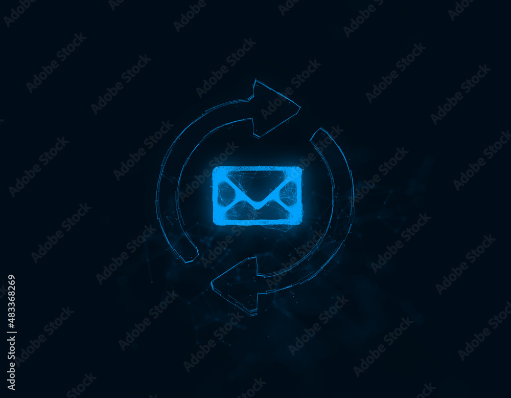 Outgoing and incoming message icon with plexus effect. Connected lines with dots. Illustration Outgoing and incoming message icon with plexus effect. Connected lines with dots. Illustration