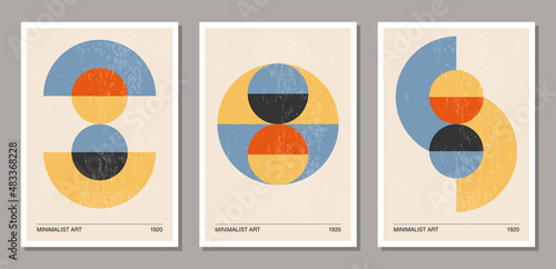 Set of minimal 20s geometric design posters, vector template