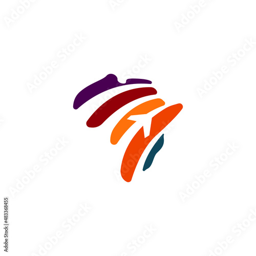 colorful abstract african plane airline logo concept. Vector illustration
