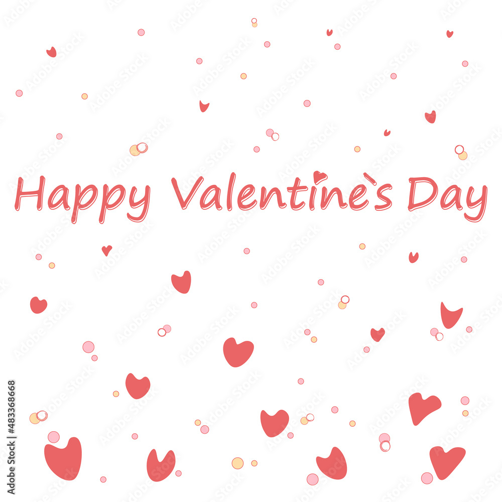 Happy valentine's day greeting card, hearts and confetti.