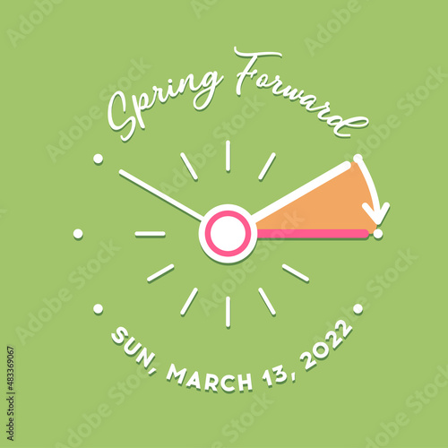 Daylight Saving Time begins March 13, 2022. Spring Forward reminder banner with date for the United States is Sunday, March 13. Vector illustration in trendy minimalist style