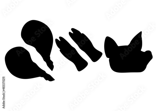 Pig head and hooves. Vector image.