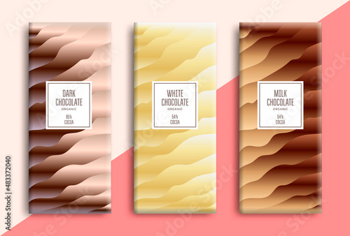 Chocolate bar packaging design. Gradient sweet background for package product. Vector