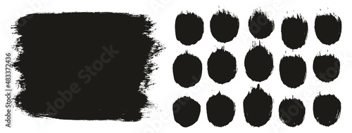 Round Brush Thick Long Background & Straight Lines Mix Artist Brush High Detail Abstract Vector Background Mix Set 