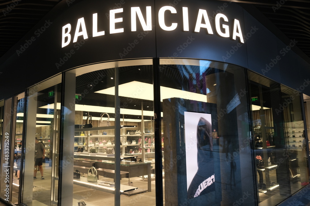 Shanghai.China-Oct.10th 2021: Balenciaga with brand sign. A Spanish luxury fashion Stock | Adobe Stock