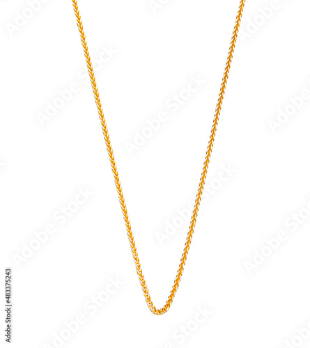 Gold jewelry. Gold chain necklace isolated