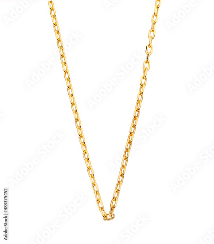 Gold jewelry. Gold chain necklace isolated