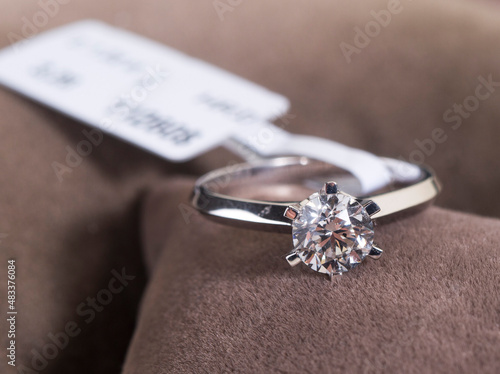 Diamond ring with sales tag