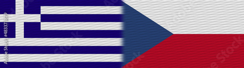 Czech Republic and Greece Fabric Texture Flag – 3D Illustration